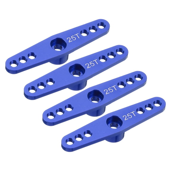 4 Pcs Aluminum Servo Horn 25T Servo Horn Steering Double Arms 47mm Length Deep Blue Suitable for Model Accessories