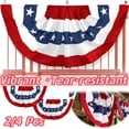 thumbnail image 1 of 4 Pcs American Flag Banner, Pleated Fan Flag with Red White Blue Star Panels, Patriotic USA Bunting Half Circle Flags for Porch Railing Fence Home, Independence Day 4th of July Outdoor Decor, 1 of 7