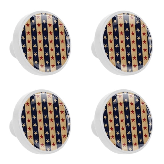 4 Pcs American Flag Stars Knobs for Kitchen Cabinet Cupboard Dresser Bookcase Drawer Pulls Handles Round Home Decor