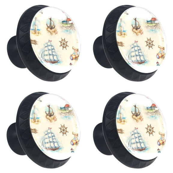 4 Pcs Anchor Knobs for Kitchen Cabinet Cupboard Dresser Bookcase Drawer Pulls Handles Round Home Decor