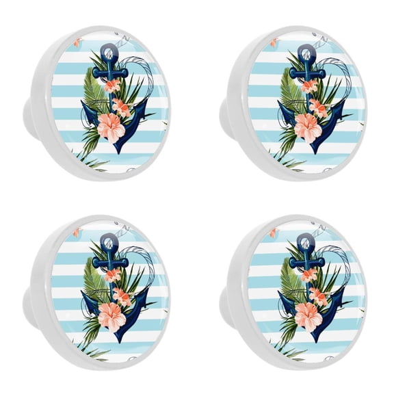 4 Pcs Anchor Knobs for Kitchen Cabinet Cupboard Dresser Bookcase Drawer Pulls Handles Round Home Decor