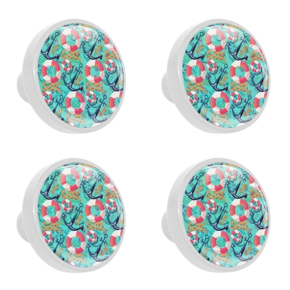4 Pcs Anchor Knobs for Kitchen Cabinet Cupboard Dresser Bookcase Drawer Pulls Handles Round Home Decor