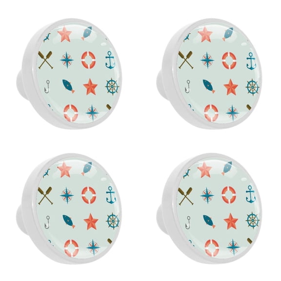 4 Pcs Anchor Knobs for Kitchen Cabinet Cupboard Dresser Bookcase Drawer Pulls Handles Round Home Decor