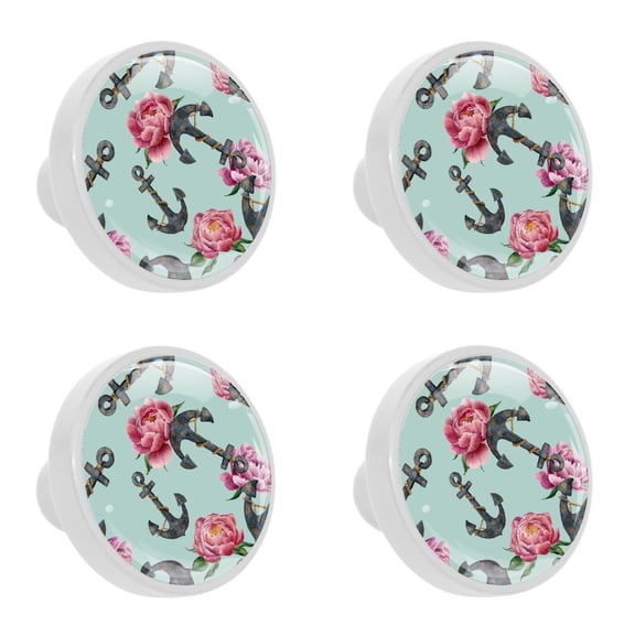 4 Pcs Anchor Knobs for Kitchen Cabinet Cupboard Dresser Bookcase Drawer Pulls Handles Round Home Decor