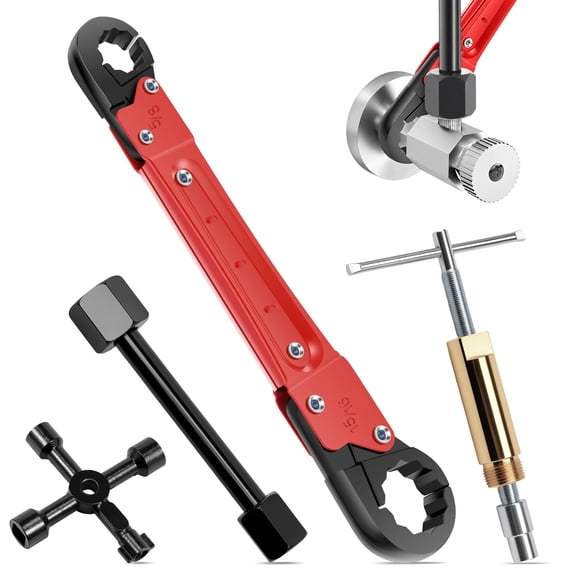 4 Pcs Angle Stop Wrench Kit with Compression Sleeve Puller Metal Pipe Repair Tool for Dishwasher Plumbing