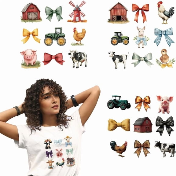 4 Pcs Animals Theme Iron on Decals Patches Cute Farm Animals Iron on Stickers Heat Transfer Stickers Plastic Washable Patches