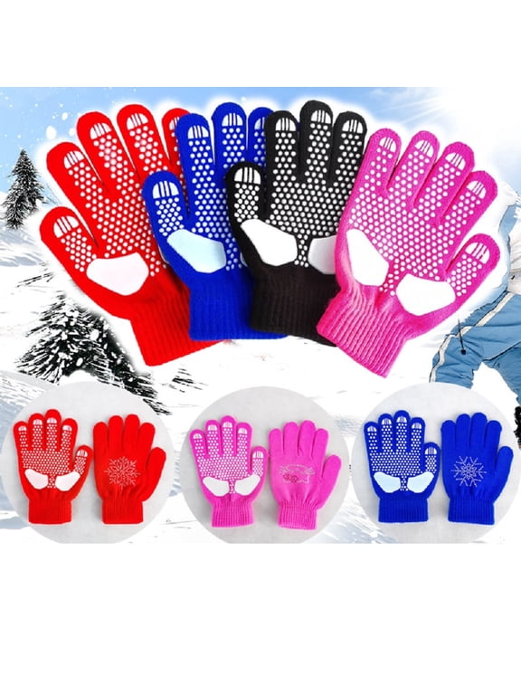 4 Pcs Anti-Slip Winter Gloves, Large Size Thermal Knit Mittens for Skiing, Skating, and Winter Sports, Unisex for Teens and Adults.