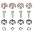 thumbnail image 1 of 4 Pcs Anti Theft License Plate Screws Kits, Tag Plate Mounting Hardware, Rhinestone Design Screw Cap Cover Fitting for (Motorcycles/Cars/Trucks), Pink, 1 of 6