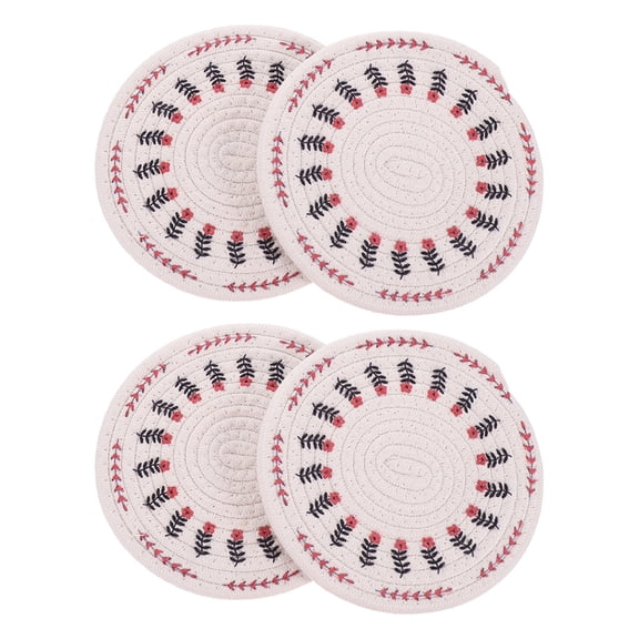 NUOLUX Round Cotton Rope Coasters Beige for Coffee Table and Kitchen Use