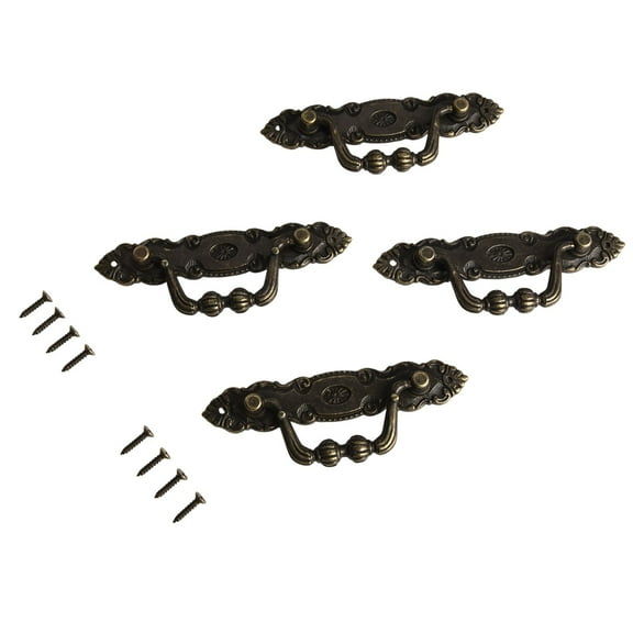 4 Pcs Antique Furniture Handles Drawer Ring Pulls Retro Decorative Handles#