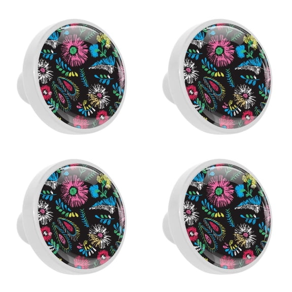 4 Pcs Antlers Embroidery Knobs for Kitchen Cabinet Cupboard Dresser Bookcase Drawer Pulls Handles Round Home Decor