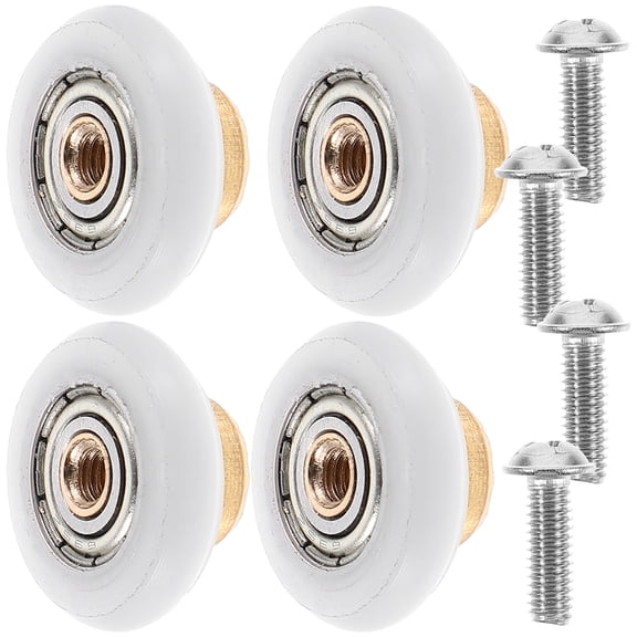 TABLZONE 4-Pack Shower Door Roller Wheels Replacement Kit, Copper & Stainless Steel Hardware