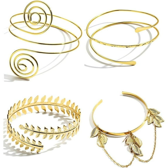 4 Pcs Arm Cuff Upper Arm Band Cuff Bracelet Bangle for Women Adjustable Armband Set Bracelets for Women Jewelry Design