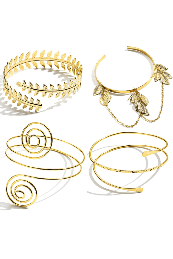 4 Pcs Arm Cuff Upper Arm Band Cuff Bracelet Bangle for Women Adjustable Armband Set