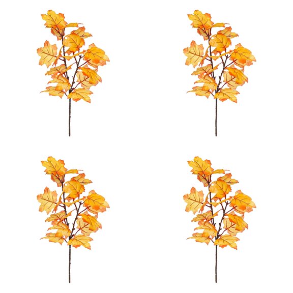 4 Pcs Artificial Autumn Maple Leaf Stem and Leaf, Flower Arrangement Accessories - Model