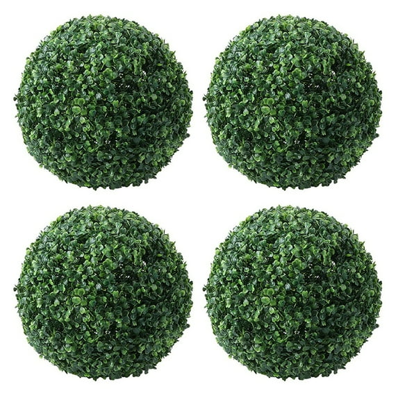 4 Pcs Artificial Boxwood Topiary Ball Plants, 5 Inches Hanging Plants Wedding Party Decor Hotel Front Porch Topiary Indoor Outdoor