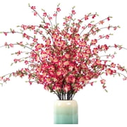 4 Pcs Artificial Cherry Blossom Flower,Faux Cherry Flowers 39 Inch Peach Branches Arrangement for Home Wedding Table Vase Spring Decor Vase Not IncludedWhite.