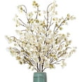 thumbnail image 1 of 4 Pcs Artificial Cherry Blossom Flowers， Bulk Silk Faux Flowers Real Touch Bouquet for Christmas Halloween Home Wedding Spring Decor ，Vase Not Included (White), 1 of 5