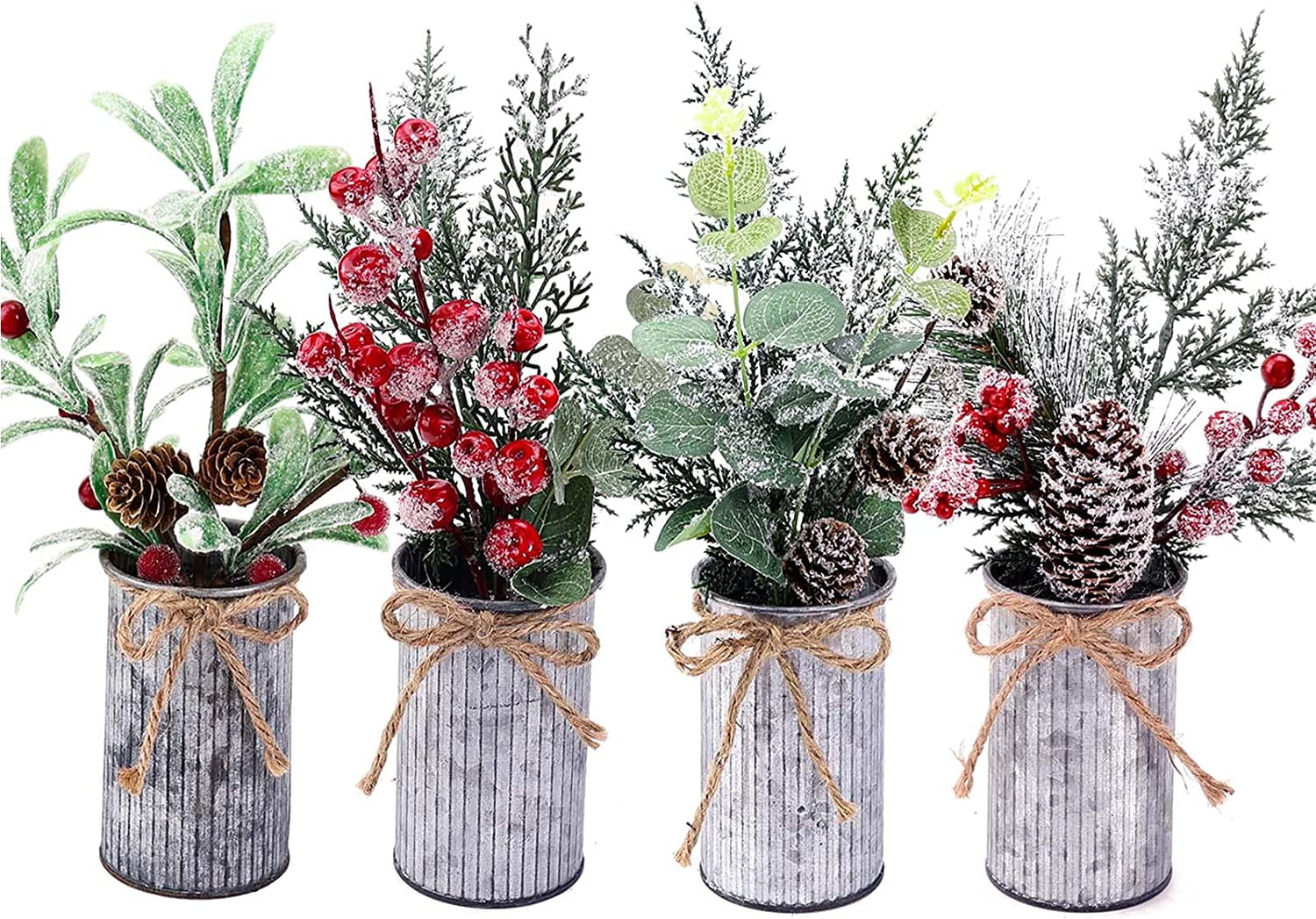 4 Pcs Artificial Christmas Plant,Artificial Christmas Centerpiece