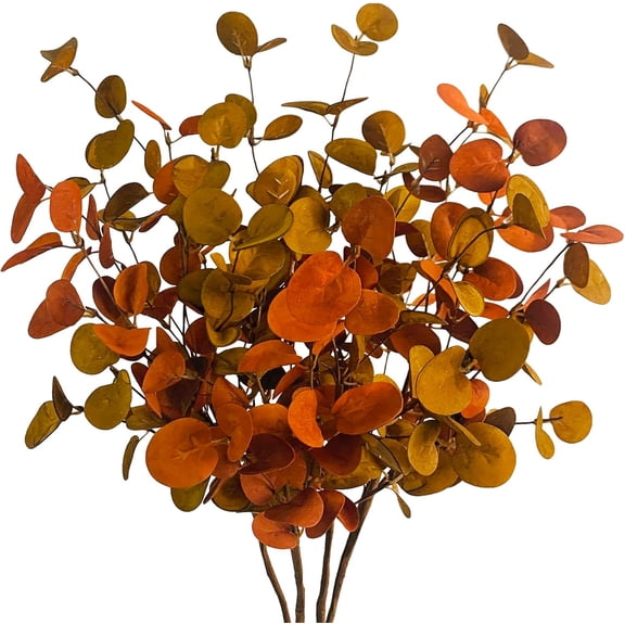 4 Pcs Artificial Fall Eucalyptus Leaves Greenery Stems Plants for Home Floral Arrangement Wedding Party Autumn Thanksgiving Table Centerpiece Decorations, 26.7"