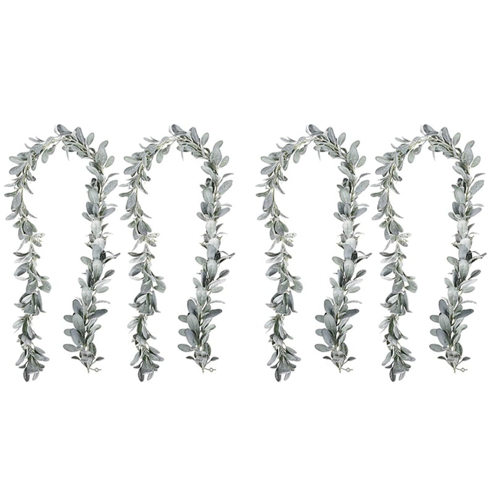 4 Pcs Artificial Flocked Lambs Ear Garland 6Ft/Piece Faux Leaves