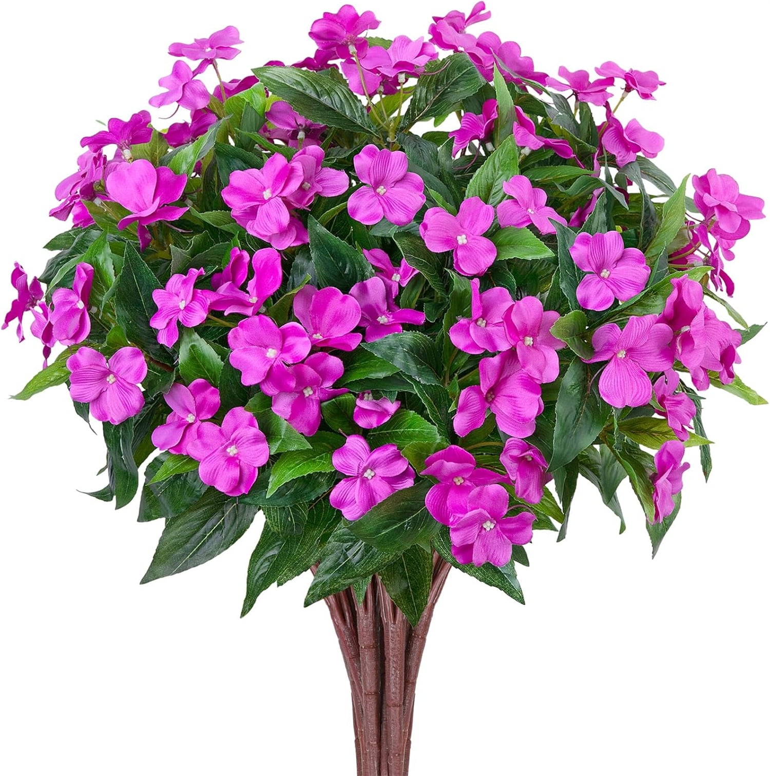 4 Pcs Artificial Flowers Impatiens Bushes Topboutique Silk Impatiens Flowers Faux Flower Greenery Bouquet Fake Flowers Plant for Wedding Home Patio Lawn Garden Porch Hanging Basket Decor, Purple
