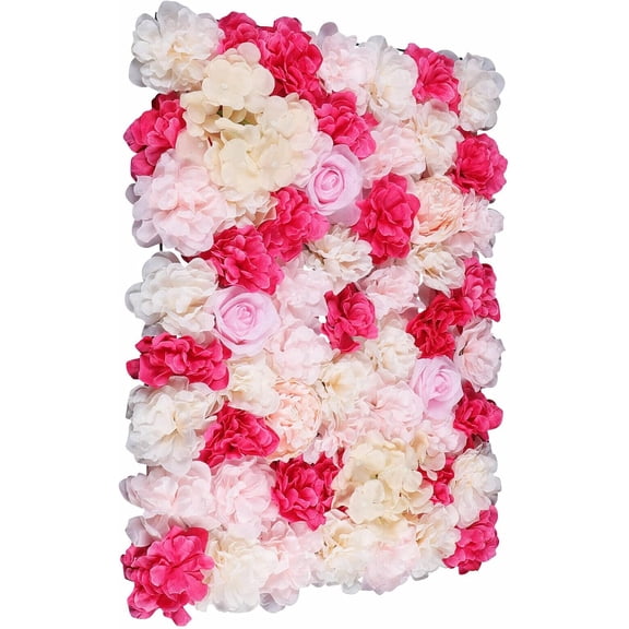 4 Pcs Artificial Flowers Wall Romantic Rose Flower Wall Panel for Background Decoration Hanging Roses Panel Wedding Venue Main Road Decor Silk Flower Panels for Photo Backdrop Decor