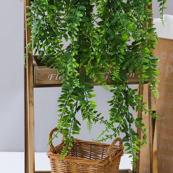 2 Pcs Artificial Hanging Plastic Plant UV Resistant Outdoor for Living Room, Kitchen, Balcony, Garden 2 Pack