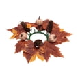 thumbnail image 1 of 4 Pcs Artificial Maple Leaves & Berries Candle Rings, 11" Wide Autumn Wreaths, Fall Candle Holders, Farmhouse Thanksgiving Candle Holder Wreaths, Wedding Centerpiece Table Door, Halloween Decoration, 1 of 6