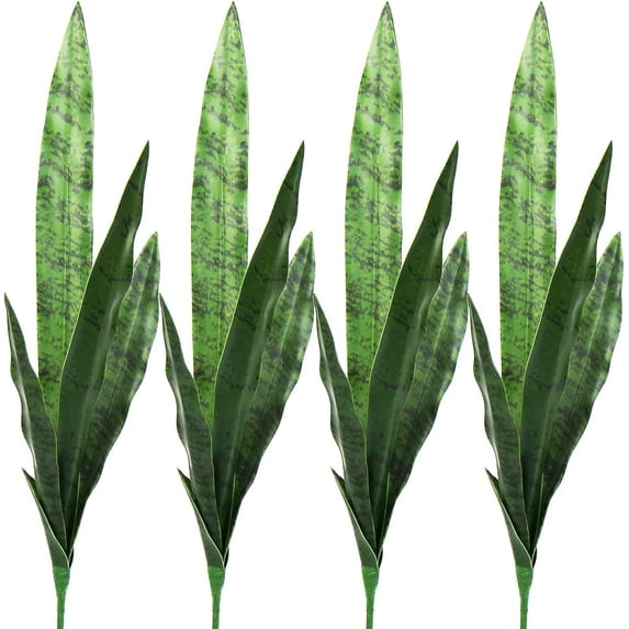 4 Pcs Artificial Plants 30" Sansevieria Snake Plant Plastic Greenery Perfect Faux Agave Plant for Home Office Indoor and Outdoor Décor
