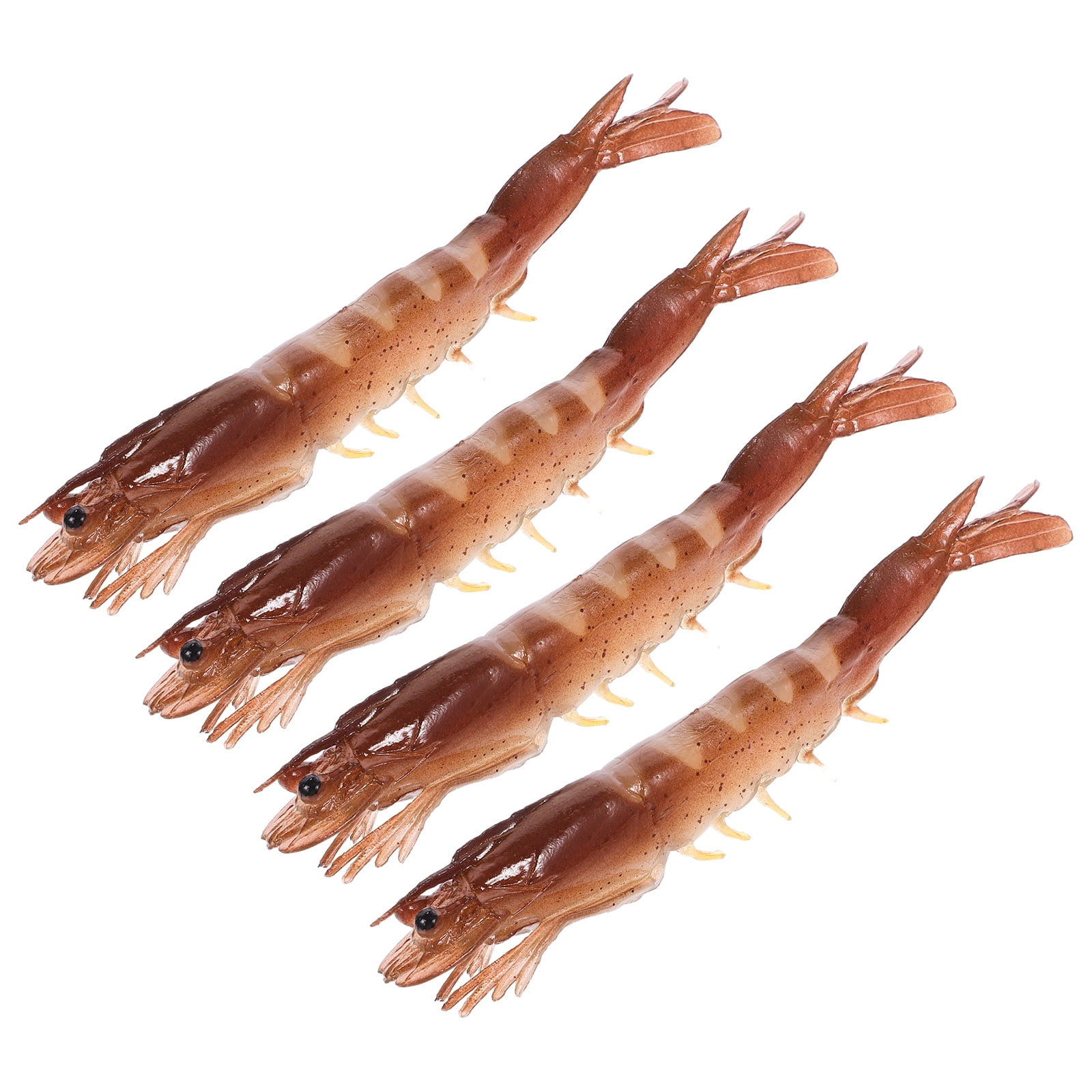 4 Pcs Artificial Shrimp Plastic Prawn Vivid Model Toy Models Toys Mini