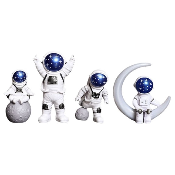 4 Pcs Astronaut Figure Statue Figurine Spaceman Sculpture Educational Toy Desktop Home Decoration Astronaut Model Blue