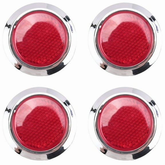 4 Pcs Auto Car Plastic Round Reflective Reflector Sticker Red,4 x Car Reflective Stickers,Red, Silver Tone