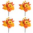 thumbnail image 1 of 4 Pcs Autumn Floral Stems, Pumpkin Maple Leaf Picks for Fall Wreath Making, DIY Craft Supplies, Harvest Arrangement, Thanksgiving Home and Party Decor, 1 of 5
