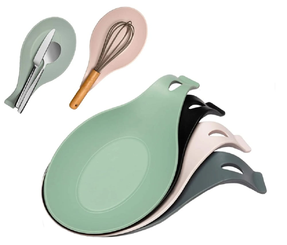 4 Pcs BPA-Free Silicone Spoon Rests-Kitchen Utensil Holder-Kitchen ...