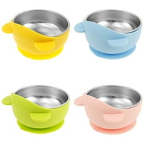4 Pcs Baby Bowl Stainless Steel Toddler Bowl with Silicone Suction Cup Anti Scald Snack Container for Kid Baby Food Feeding
