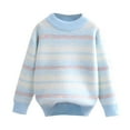 thumbnail image 1 of Ashirexll Girls Striped Knit Sweaters Fleece Lined Thickened Round Neck Pullover for 4-12 Years Fall Winter Comfortable, 1 of 6