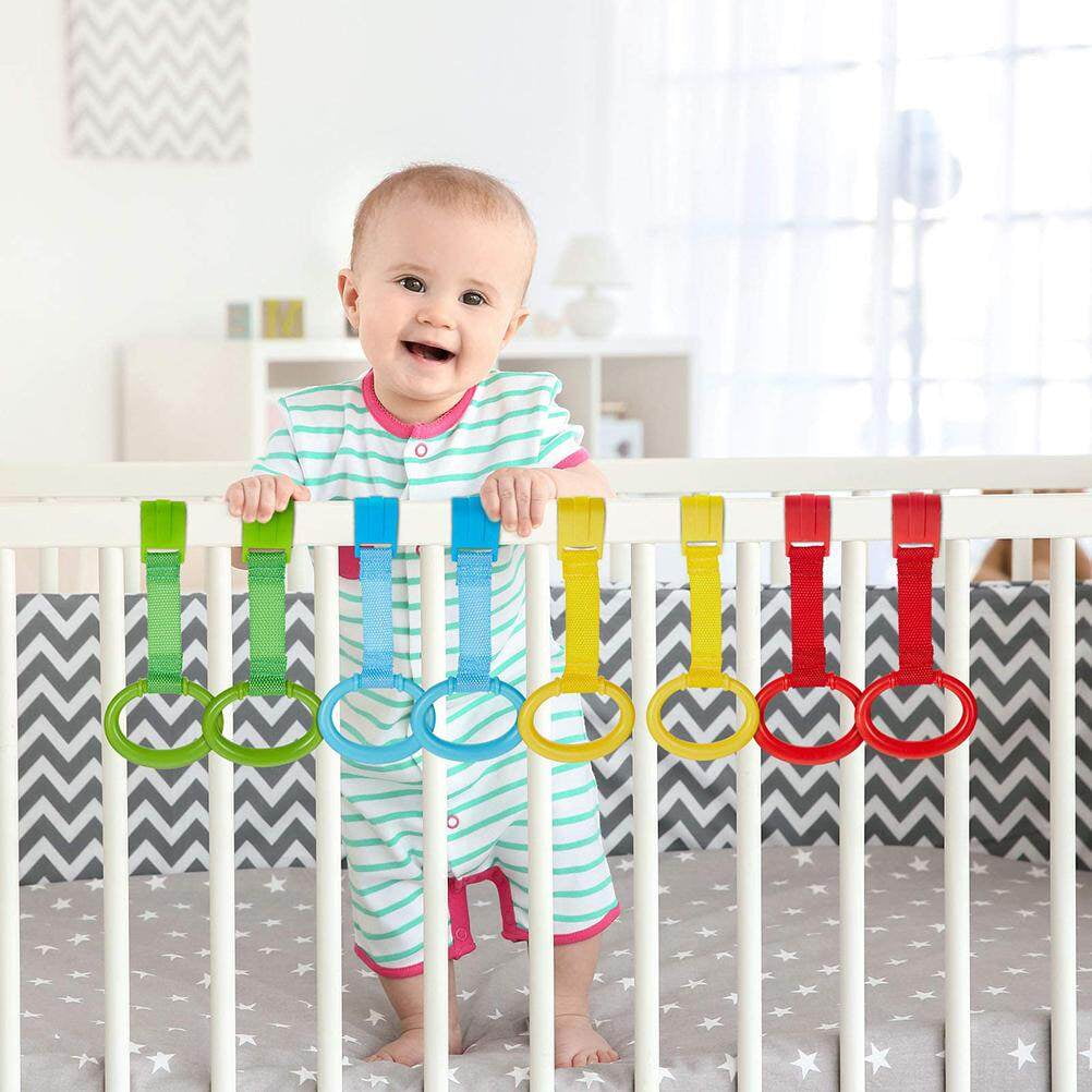 Playpen Accessories Baby Pull Up Rings, 2 Pcs Bed Stand Up Assistant, Play Gym Crib Pull Ring For Toddler Kids Children Walking Training Tool(Blue And Green Playpen Pull Up Rings