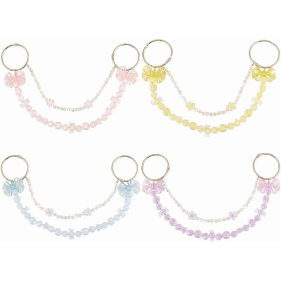 4 Pcs Bag Chain Straps Charms Boho Purse Chains Butterfly Beaded Charms Adorable Transparent Acrylic Decorative Pendant Accessories