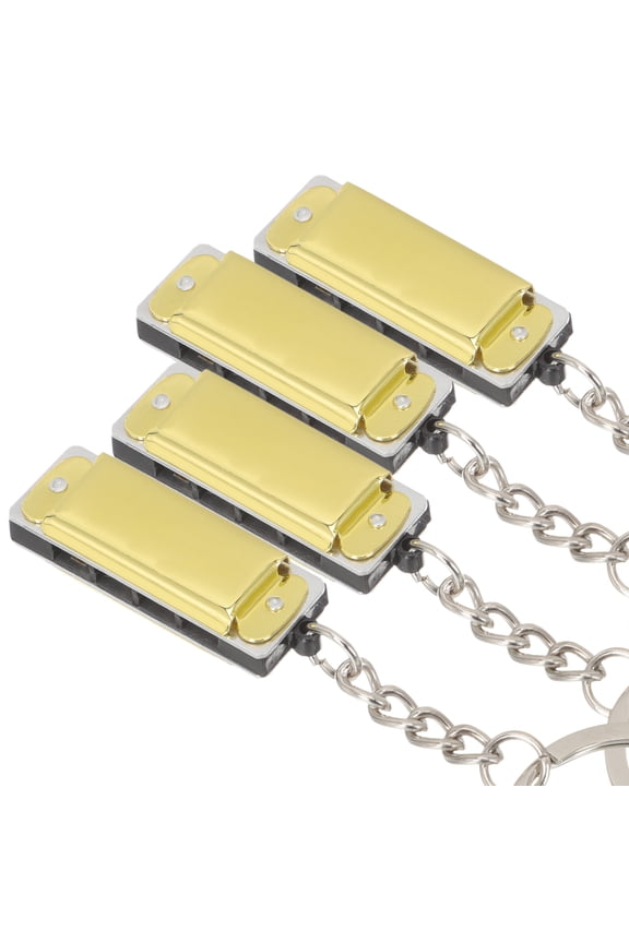 4 Pcs Bag Pendant Hanging Ornament Harmonica Key Chains Bead Keychain Child Golden