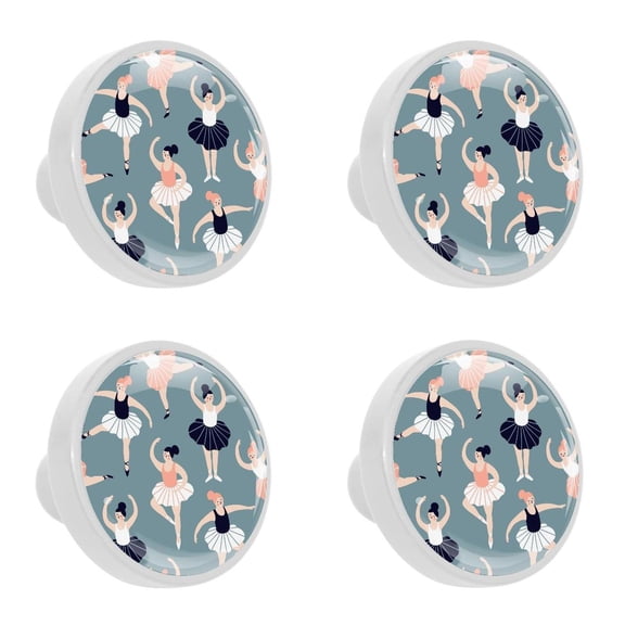 4 Pcs Ballet Girl Knobs for Kitchen Cabinet Cupboard Dresser Bookcase Drawer Pulls Handles Round Home Decor