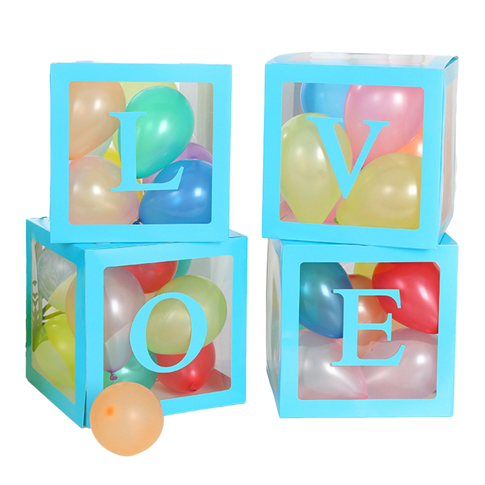 4 Pcs Balloon Box DIY Assembly Transparent Paper Box Balloon Box with ...