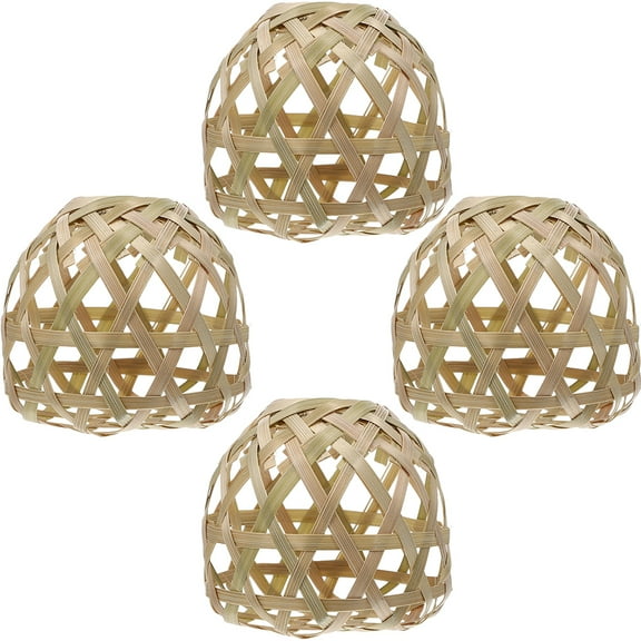 4 Pcs Bamboo Lampshade Pendant Light Replacement Ceiling Fan Covers Woven Lights
