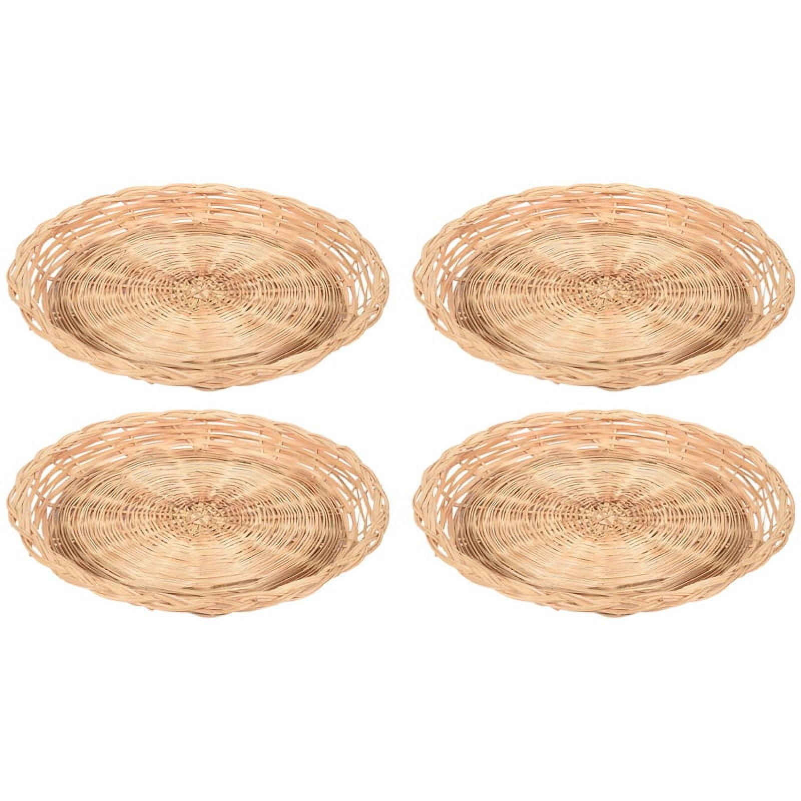 4 Pcs Bamboo Paper Plate 10 Inch Round Woven Plate , Reusable Paper