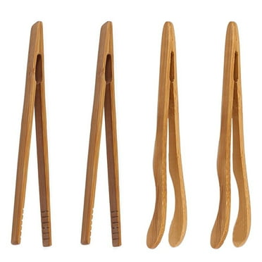 4 Pcs Bamboo Toaster Tongs 7inch Reusable Wood Cooking Tongs Ideal Kitchen Utensil For Cheese Bacon Muffin Fruits BreadEcofriendly Wood