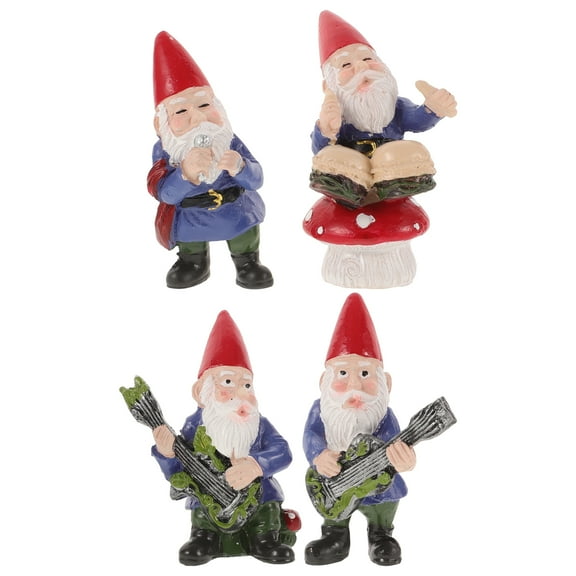 FRCOLOR 4pcs Mini Music Band Gnome Figures Decorative Garden Statues Home Decor