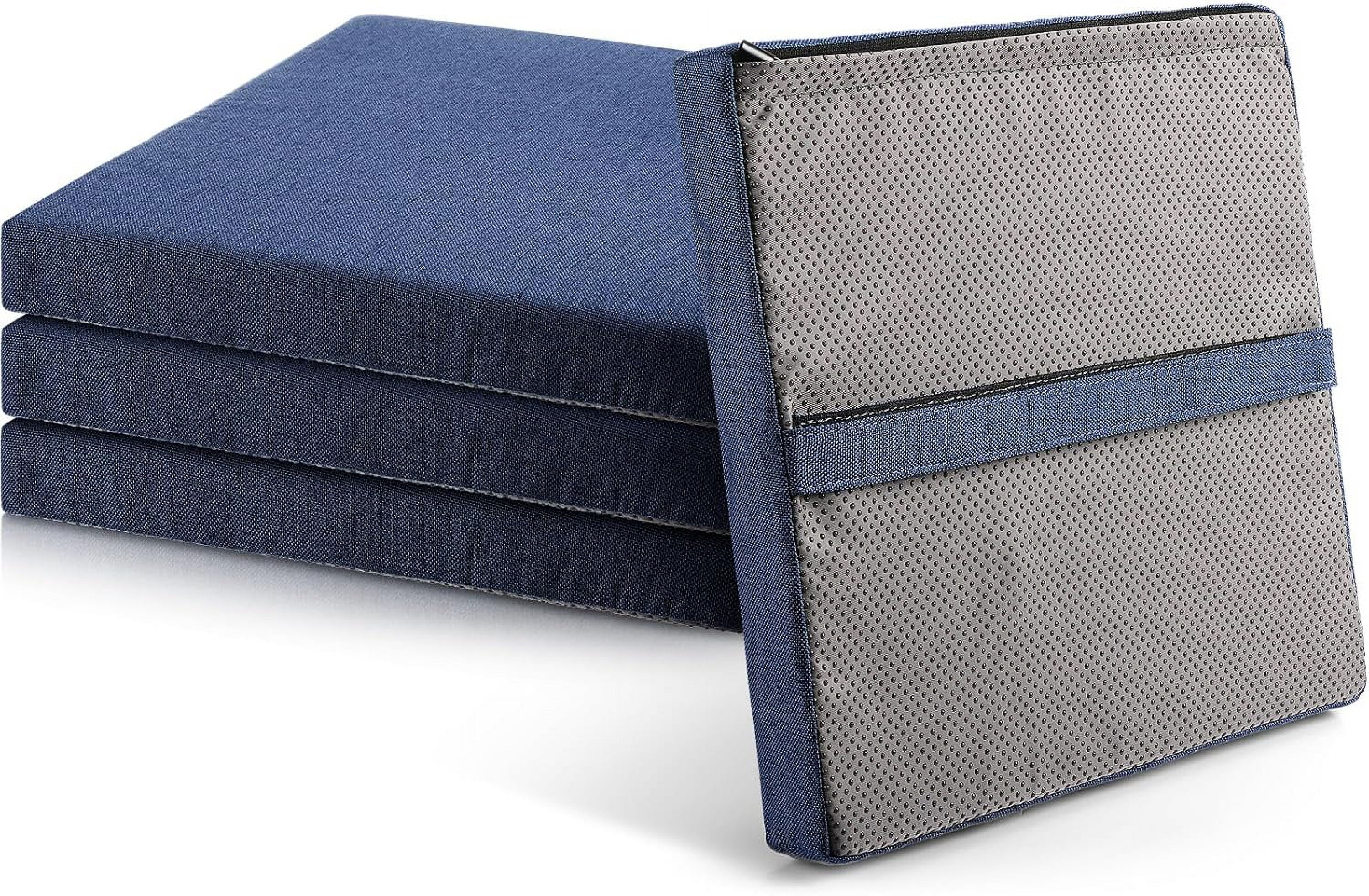 4 Pcs Bar Stool Cushions 12 X 12 X 1.5 Inch Square Seat Cushion Non Slip Barstool Cushions Textured Barstool Pad Outdoor Chair Pads With Ties And Washable Cover Navy Blue Walmart