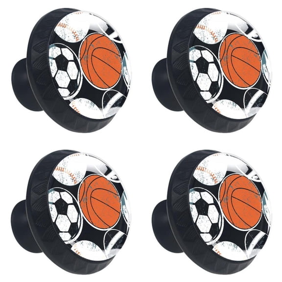 4 Pcs Baseball Knobs for Kitchen Cabinet Cupboard Dresser Bookcase Drawer Pulls Handles Round Home Decor