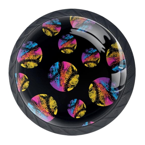 4 Pcs Baseball Knobs for Kitchen Cabinet Cupboard Dresser Bookcase Drawer Pulls Handles Round Home Decor