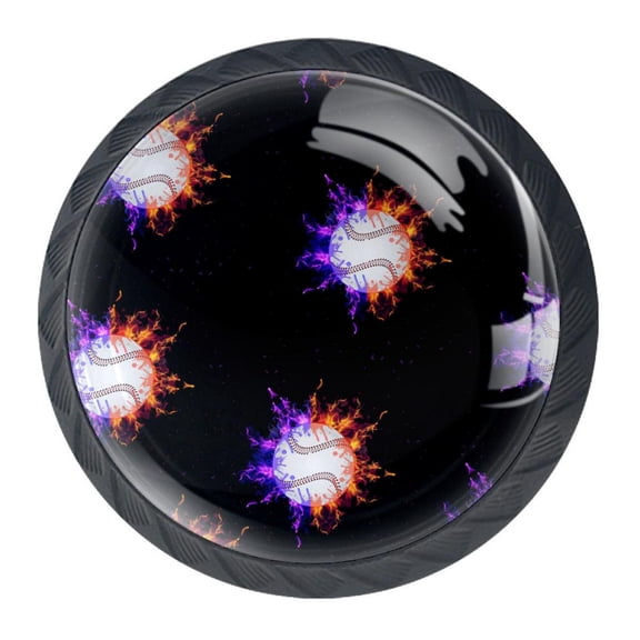 4 Pcs Baseball Knobs for Kitchen Cabinet Cupboard Dresser Bookcase Drawer Pulls Handles Round Home Decor